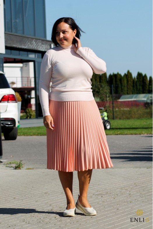 Persikinės spalvos gofruotas sijonas
