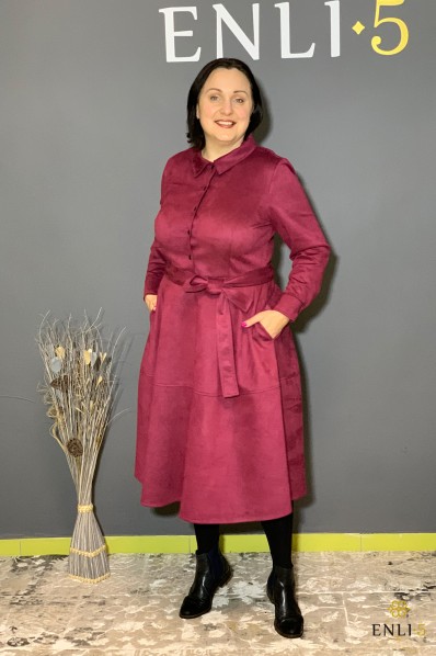 Bordo spalvos zomšinė suknelė ODILĖ